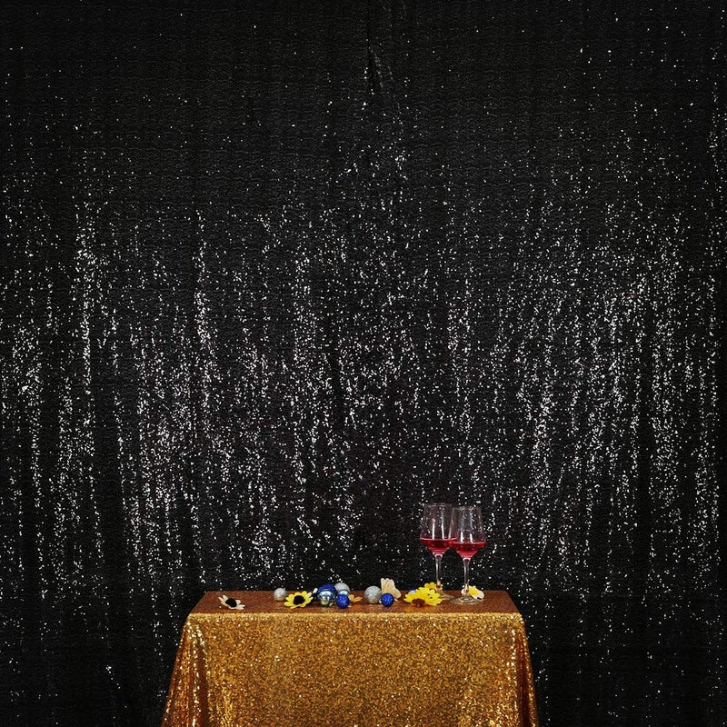 SquarePie Sequin Backdrop 5FT x 7FT Black Background Sparkly Curtain for Halloween Wedding Party - Image 3